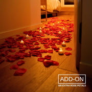 rose petals and candles for romantic scavenger hunt